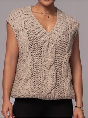 JLUXLABEL Taupe Cable Knit Vest